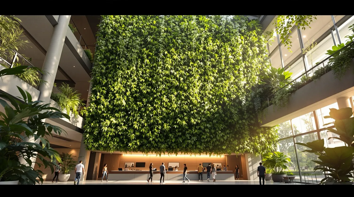 Living green wall in a corporate atrium by Biozenic