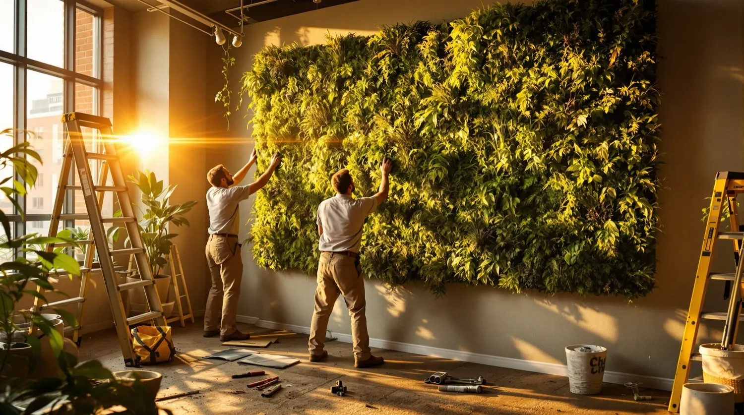 Biozenic team installing an interior landscape